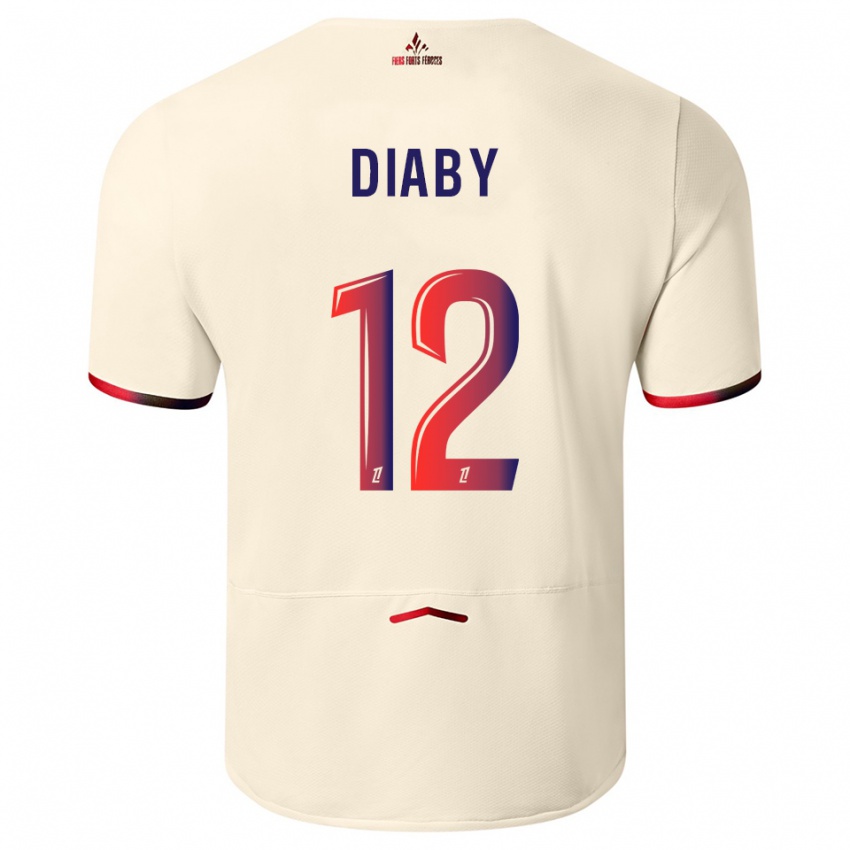 ילדים Bafodé Diaby #12 לבן שמנת אדום הרחק ג'רזי 2025/26 חולצה קצרה