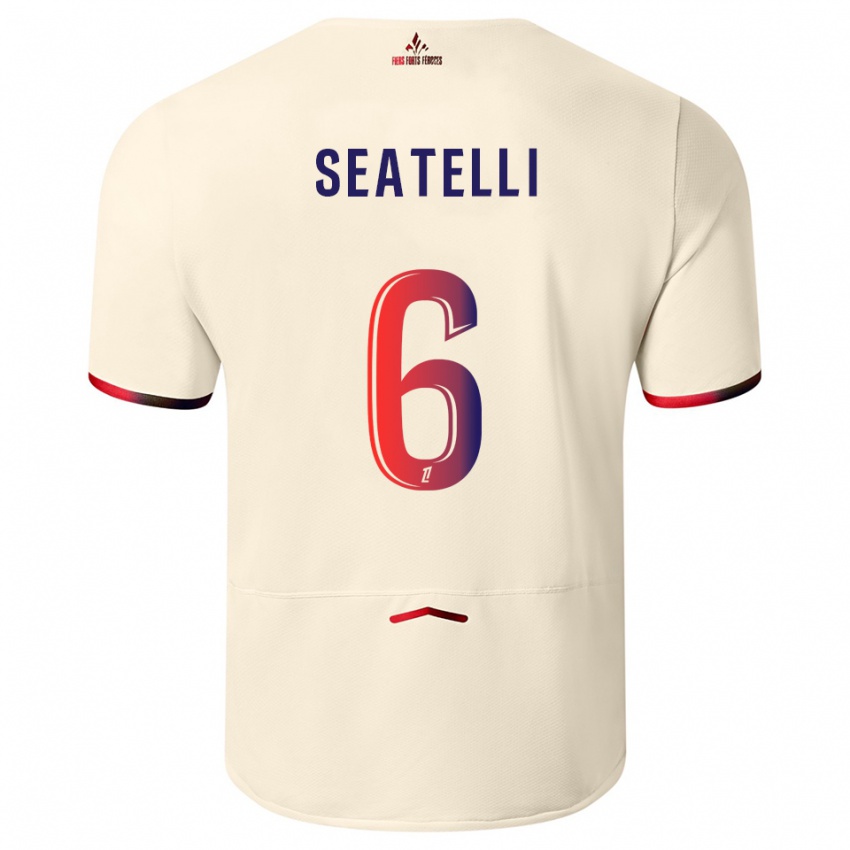 ילדים Adrien Seatelli #6 לבן שמנת אדום הרחק ג'רזי 2025/26 חולצה קצרה