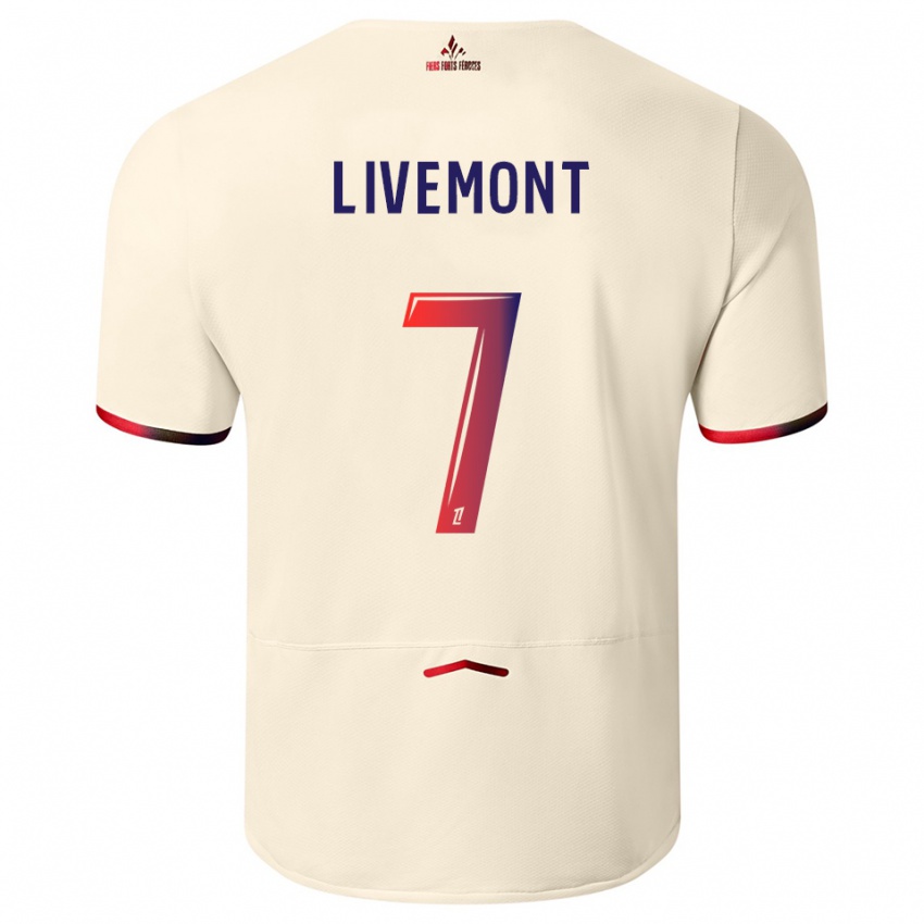 ילדים Antoine Livemont #7 לבן שמנת אדום הרחק ג'רזי 2025/26 חולצה קצרה
