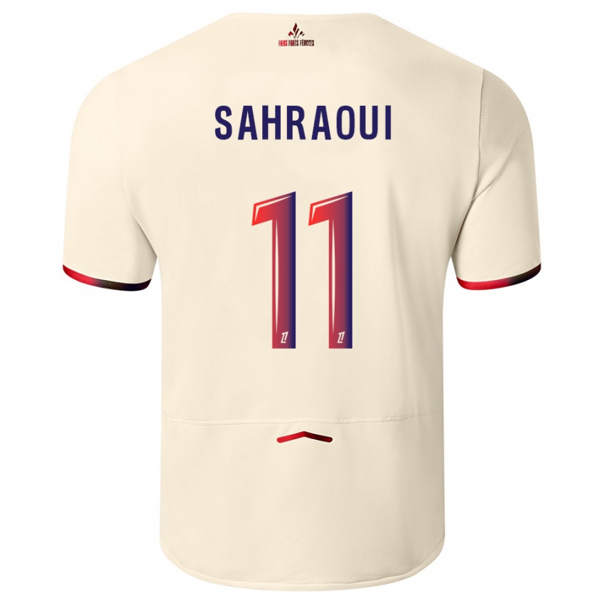 ילדים אוסאמה סחראווי #11 לבן שמנת אדום הרחק ג'רזי 2025/26 חולצה קצרה