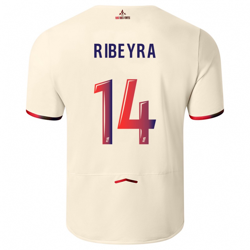 ילדים Anaïs Ribeyra #14 לבן שמנת אדום הרחק ג'רזי 2025/26 חולצה קצרה