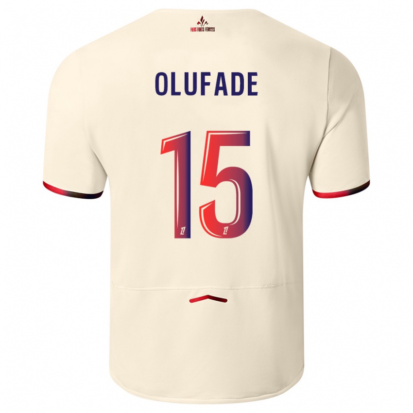 ילדים Kingsley Olufade #15 לבן שמנת אדום הרחק ג'רזי 2025/26 חולצה קצרה