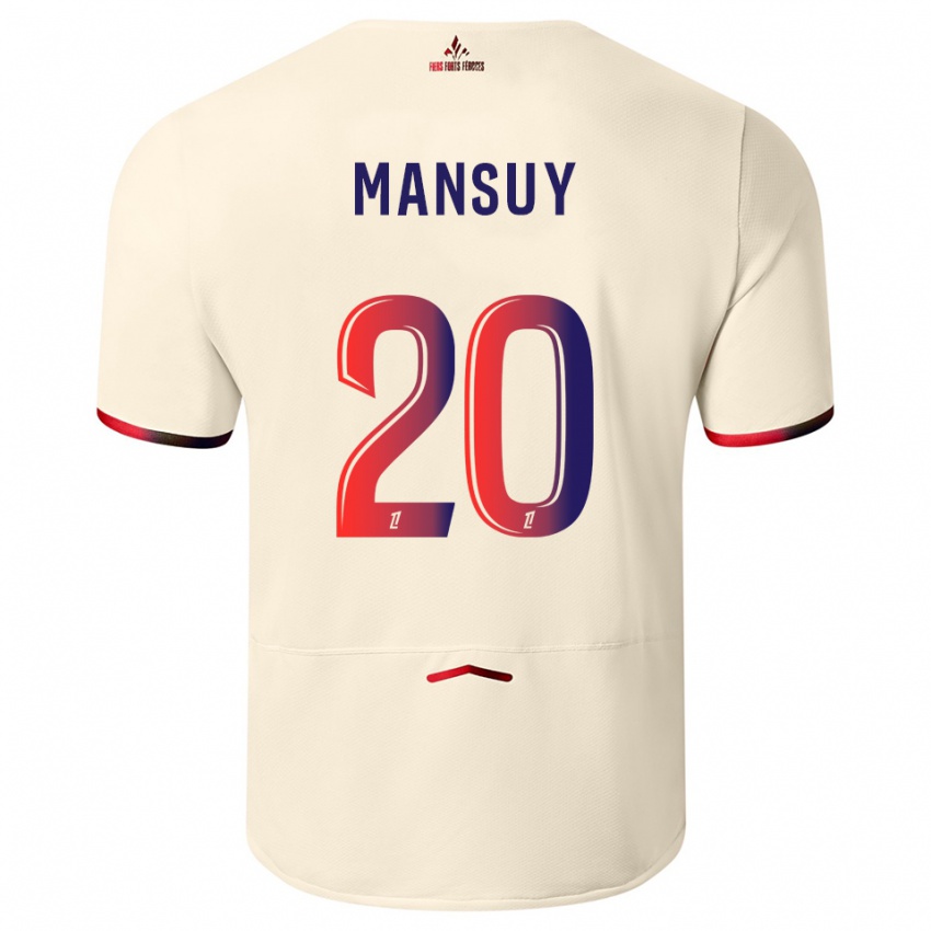 ילדים אלואיז מנסואי #20 לבן שמנת אדום הרחק ג'רזי 2025/26 חולצה קצרה