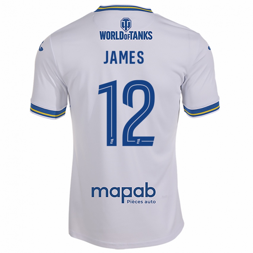 ילדים Isaac James #12 לבן תכלת הרחק ג'רזי 2025/26 חולצה קצרה