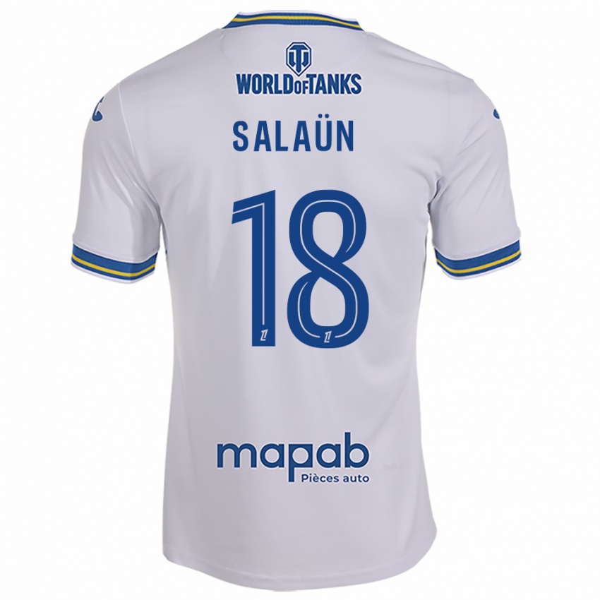 ילדים Elody Salaün #18 לבן תכלת הרחק ג'רזי 2025/26 חולצה קצרה