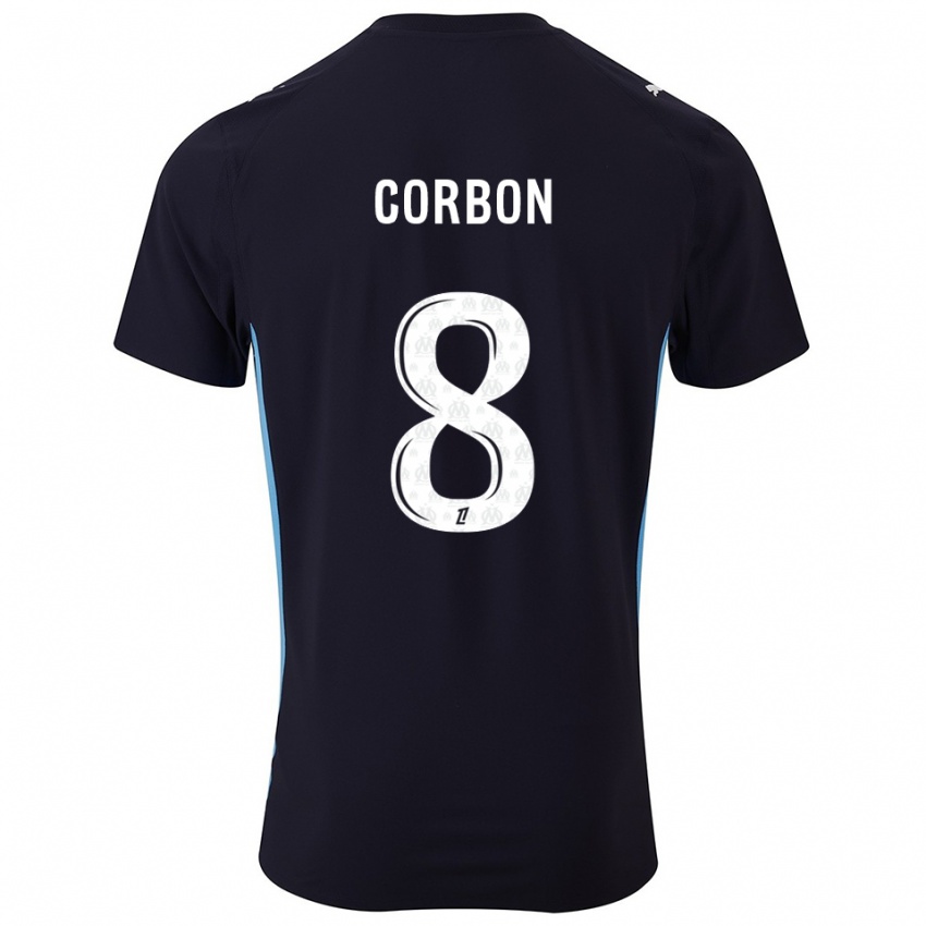 ילדים Max Corbon #8 שחור תכלת הרחק ג'רזי 2025/26 חולצה קצרה