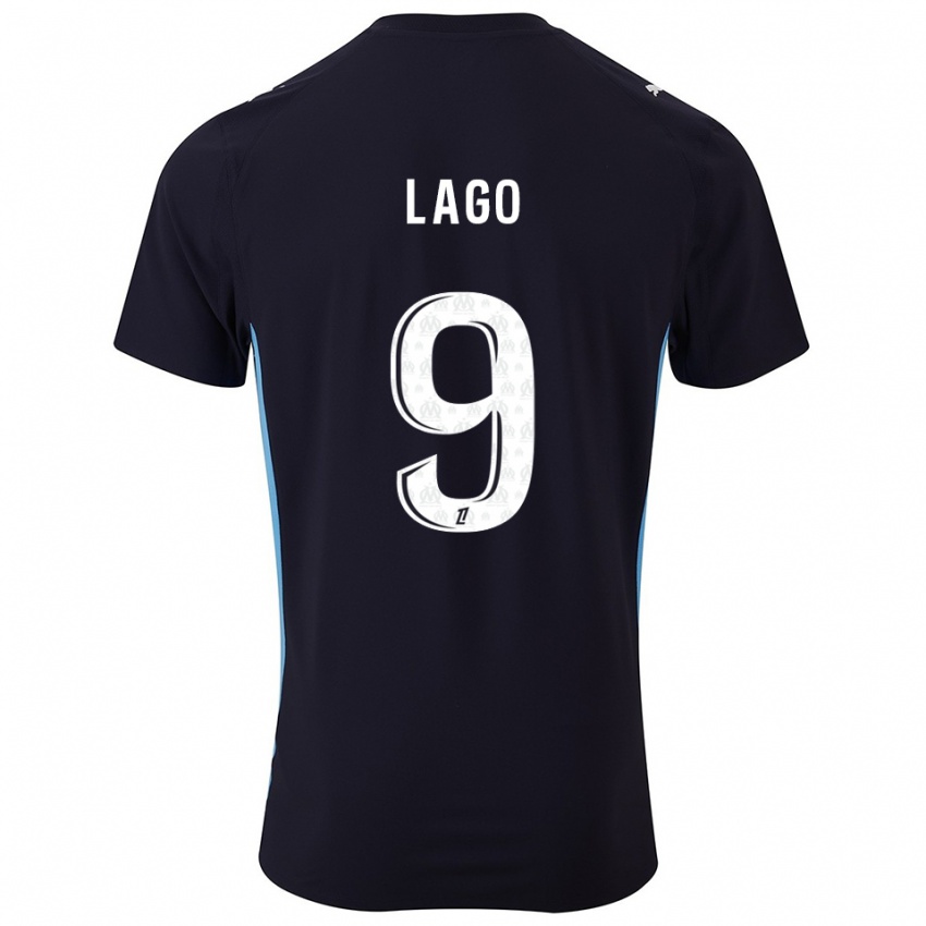 ילדים Ange Lago #9 שחור תכלת הרחק ג'רזי 2025/26 חולצה קצרה