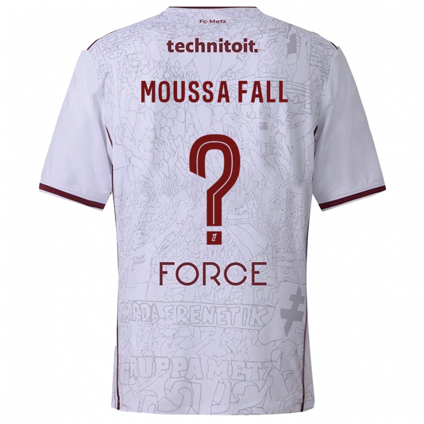 ילדים פאפה מוסה פאל #0 לבן בורדו הרחק ג'רזי 2025/26 חולצה קצרה