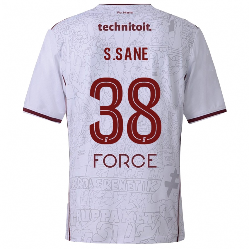 ילדים Sadibou Sané #38 לבן בורדו הרחק ג'רזי 2025/26 חולצה קצרה