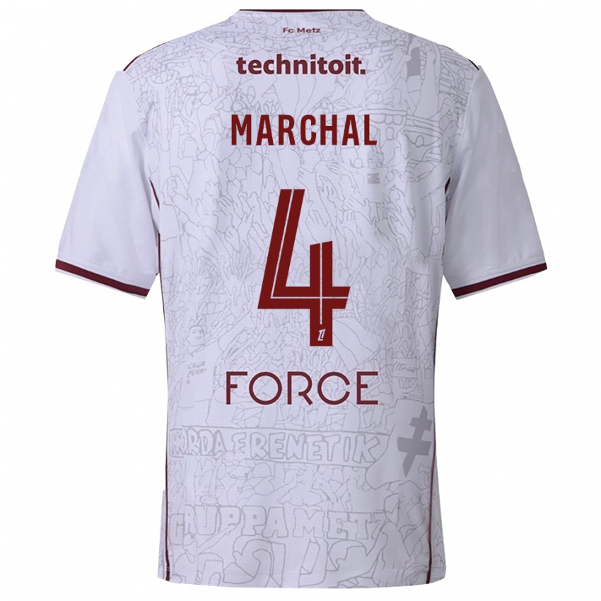 ילדים Adam Marchal #4 לבן בורדו הרחק ג'רזי 2025/26 חולצה קצרה