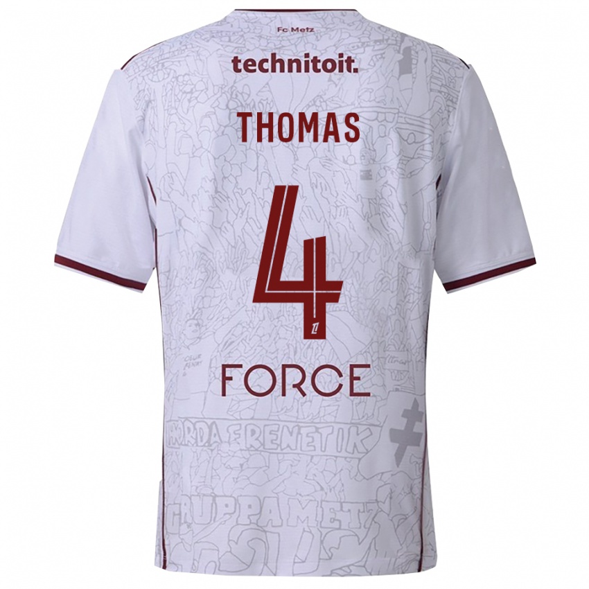 ילדים Gabriel Thomas #4 לבן בורדו הרחק ג'רזי 2025/26 חולצה קצרה