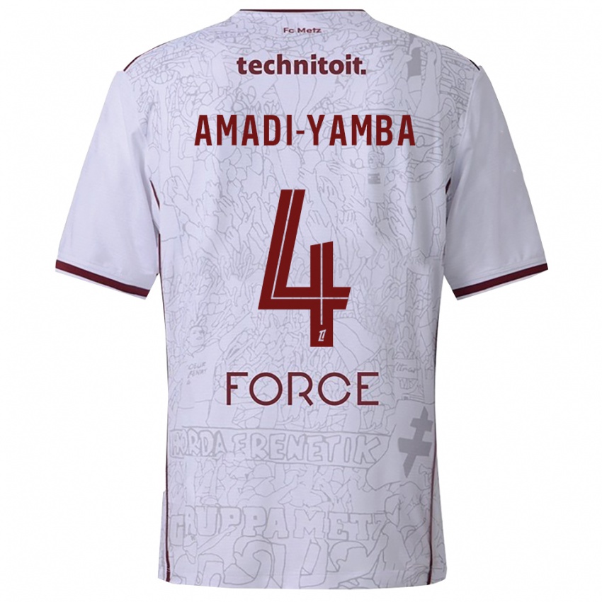 ילדים נלסון פרדי אלעמאדי-יאמבה #4 לבן בורדו הרחק ג'רזי 2025/26 חולצה קצרה