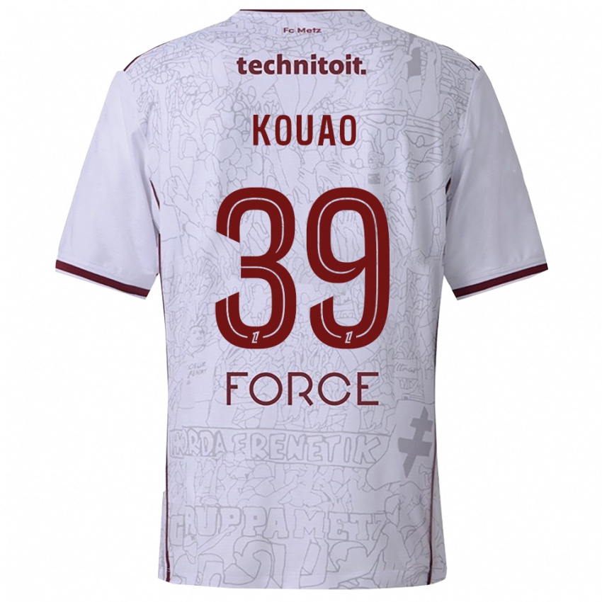 ילדים קופי קואו #39 לבן בורדו הרחק ג'רזי 2025/26 חולצה קצרה