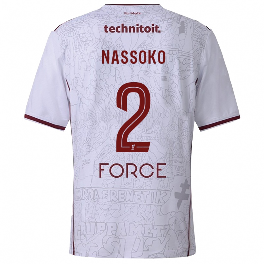 ילדים Abdoulaye Nassoko #2 לבן בורדו הרחק ג'רזי 2025/26 חולצה קצרה