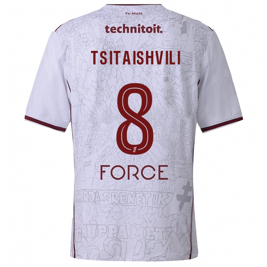 ילדים האורהי ציטאישווילי #8 לבן בורדו הרחק ג'רזי 2025/26 חולצה קצרה