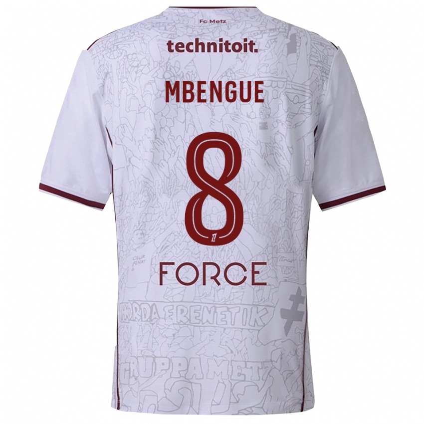 ילדים Seynabou Mbengue #8 לבן בורדו הרחק ג'רזי 2025/26 חולצה קצרה