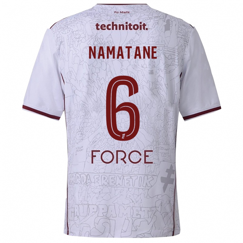 ילדים Joseph Namatane #6 לבן בורדו הרחק ג'רזי 2025/26 חולצה קצרה