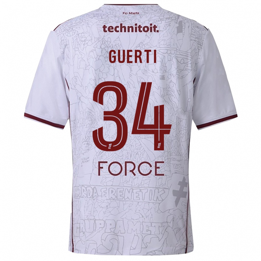 ילדים איסמאל גוארטי #34 לבן בורדו הרחק ג'רזי 2025/26 חולצה קצרה