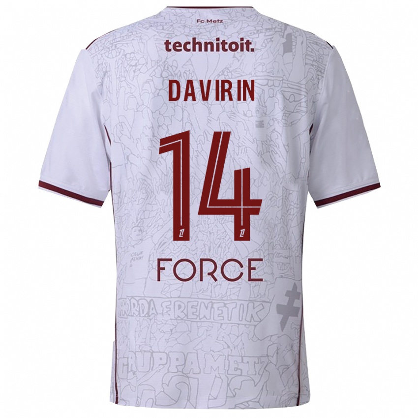 ילדים Pierre-Alexandre Davirin #14 לבן בורדו הרחק ג'רזי 2025/26 חולצה קצרה