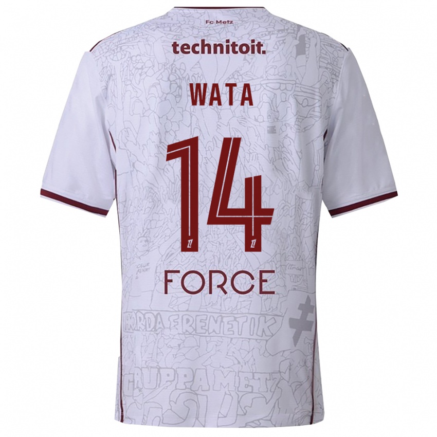 ילדים Xavier Wata #14 לבן בורדו הרחק ג'רזי 2025/26 חולצה קצרה