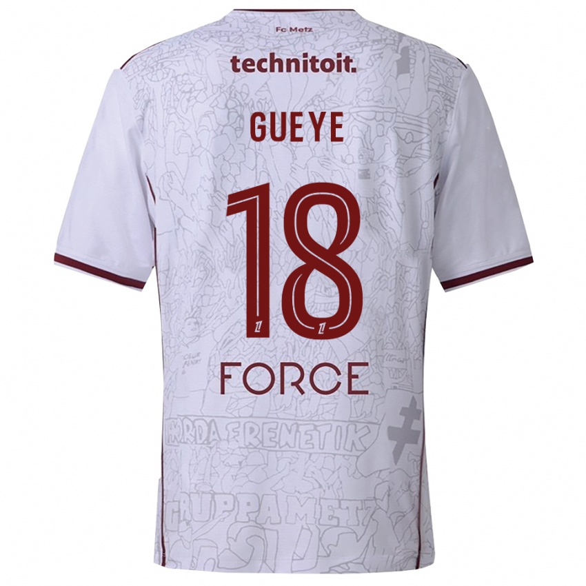 ילדים אידריסה גייה #18 לבן בורדו הרחק ג'רזי 2025/26 חולצה קצרה