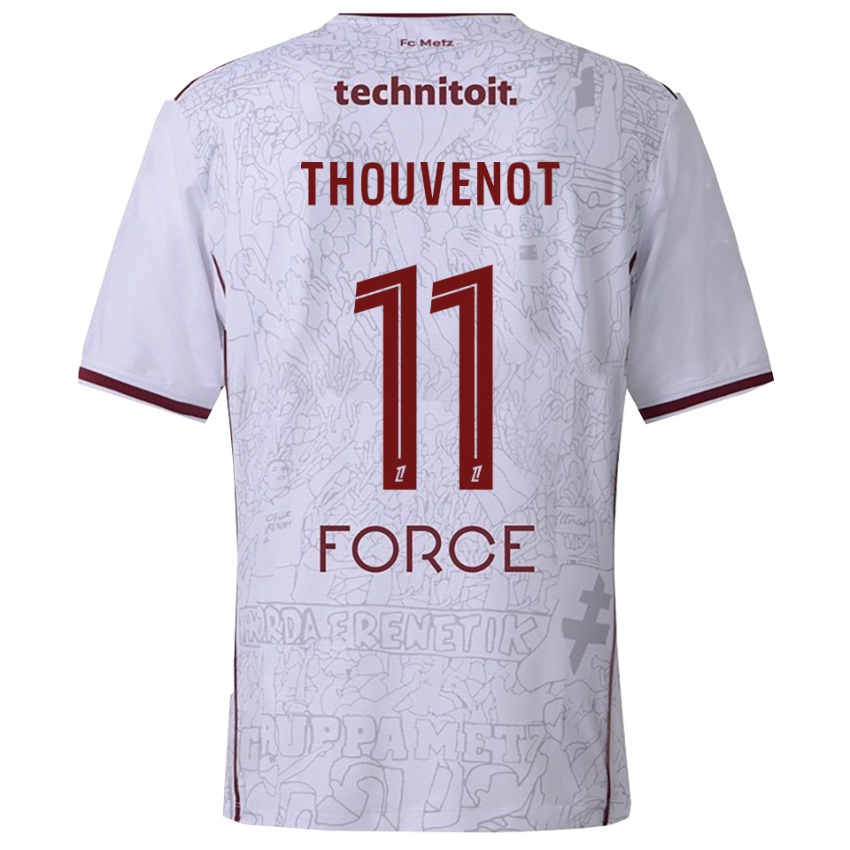 ילדים Jules Thouvenot #11 לבן בורדו הרחק ג'רזי 2025/26 חולצה קצרה