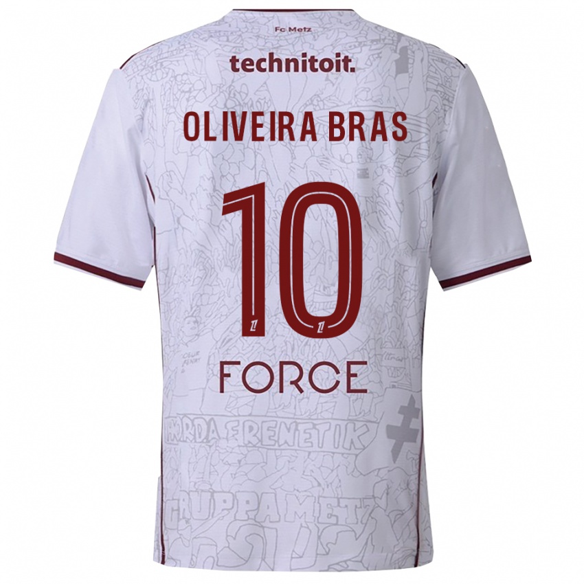 ילדים לואיזה אוליביירה בראז #10 לבן בורדו הרחק ג'רזי 2025/26 חולצה קצרה