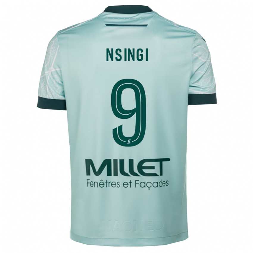 ילדים Plamedi Nsingi #9 ירוק לבן הרחק ג'רזי 2025/26 חולצה קצרה