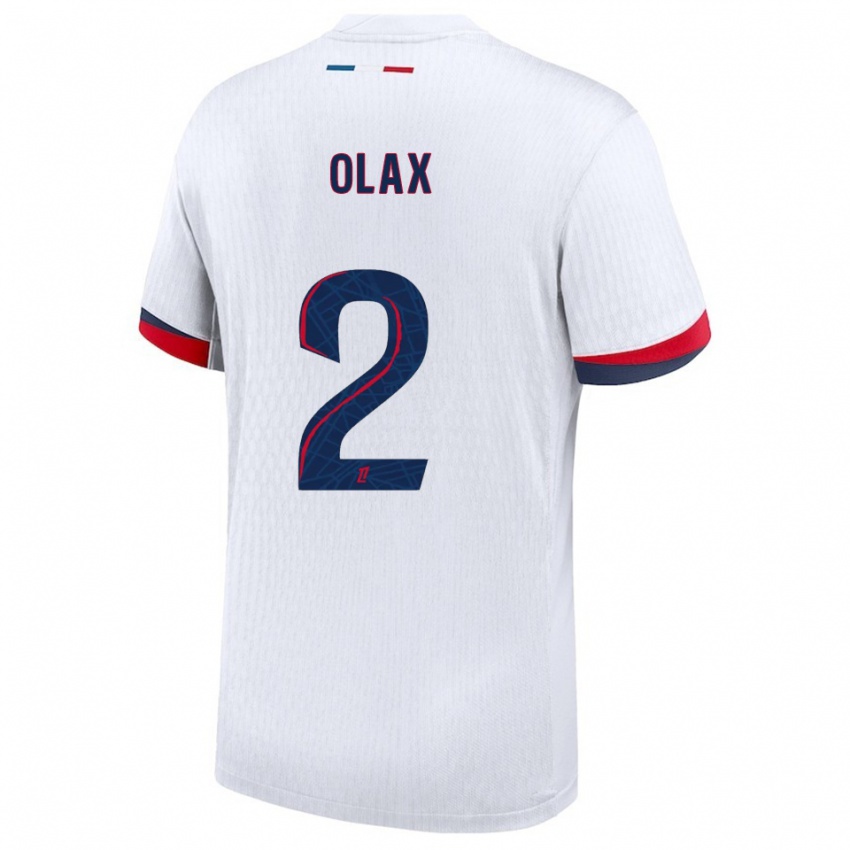 ילדים Djamy Olax #2 לבן אדום הרחק ג'רזי 2025/26 חולצה קצרה