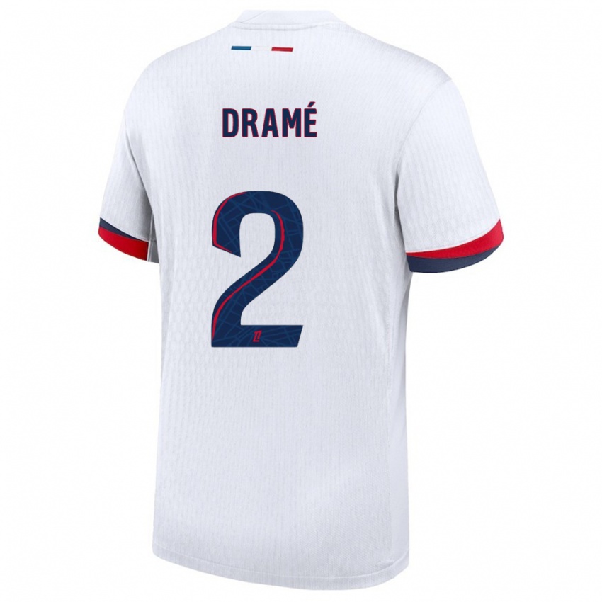 ילדים Abdou Dramé #2 לבן אדום הרחק ג'רזי 2025/26 חולצה קצרה