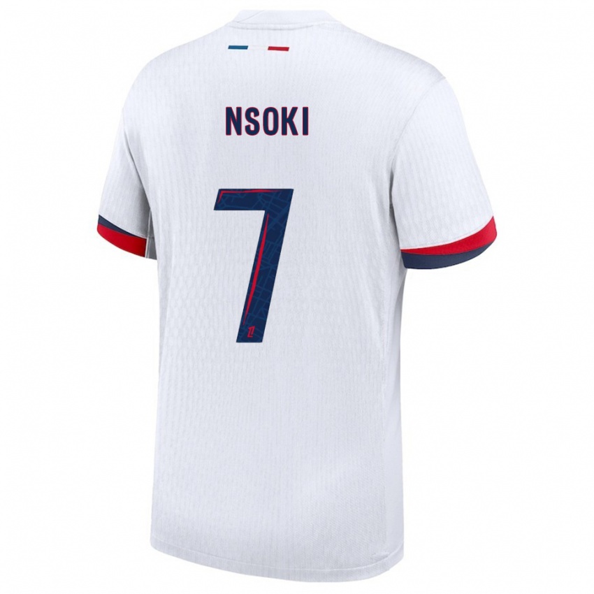 ילדים Noah Nsoki #7 לבן אדום הרחק ג'רזי 2025/26 חולצה קצרה