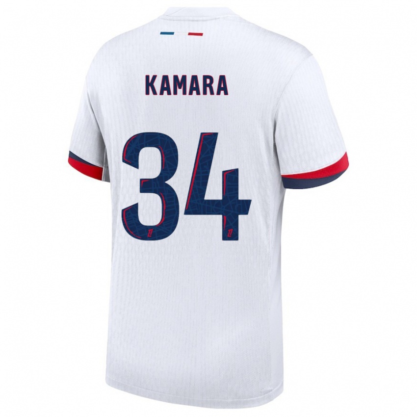 ילדים Noham Kamara #34 לבן אדום הרחק ג'רזי 2025/26 חולצה קצרה