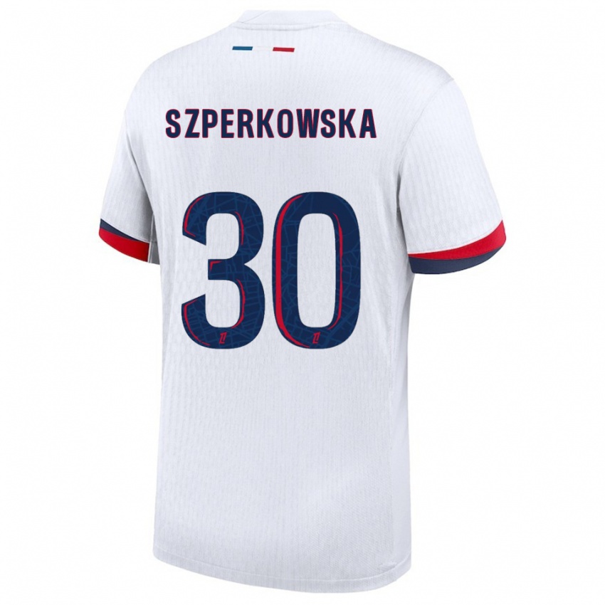 ילדים Oliwia Szperkowska #30 לבן אדום הרחק ג'רזי 2025/26 חולצה קצרה