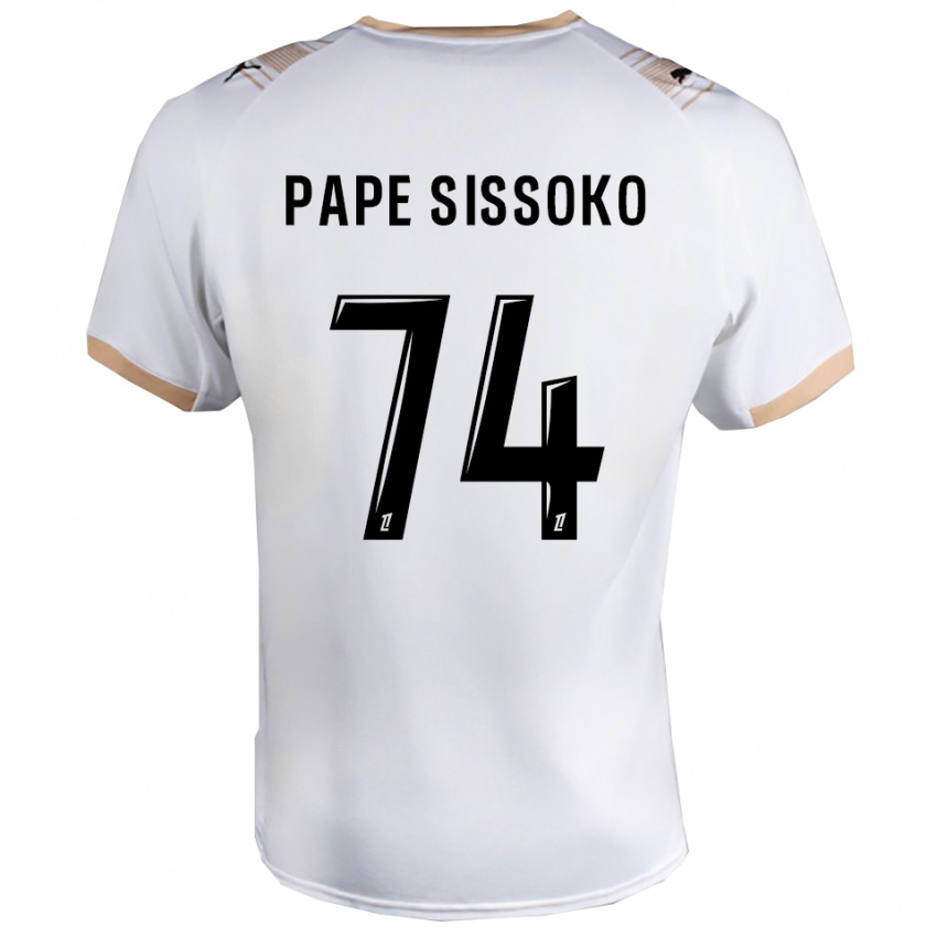 ילדים Niama Pape Sissoko #74 לבן שחור הרחק ג'רזי 2025/26 חולצה קצרה