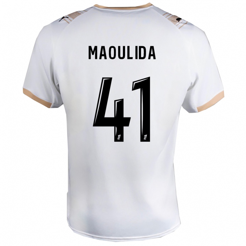 ילדים Assimina Maoulida #41 לבן שחור הרחק ג'רזי 2025/26 חולצה קצרה