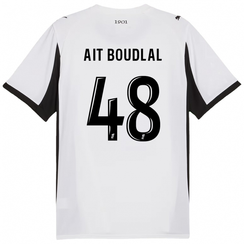 ילדים Abdelhamid Ait Boudlal #48 לבן שחור הרחק ג'רזי 2025/26 חולצה קצרה