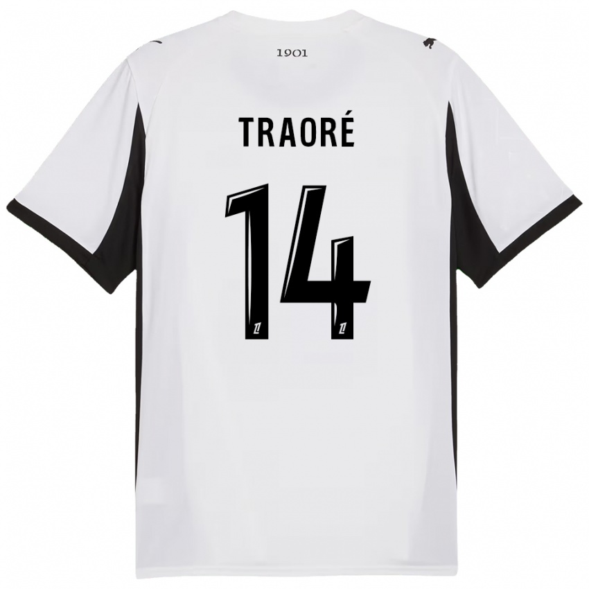 ילדים Erwan Traoré #14 לבן שחור הרחק ג'רזי 2025/26 חולצה קצרה