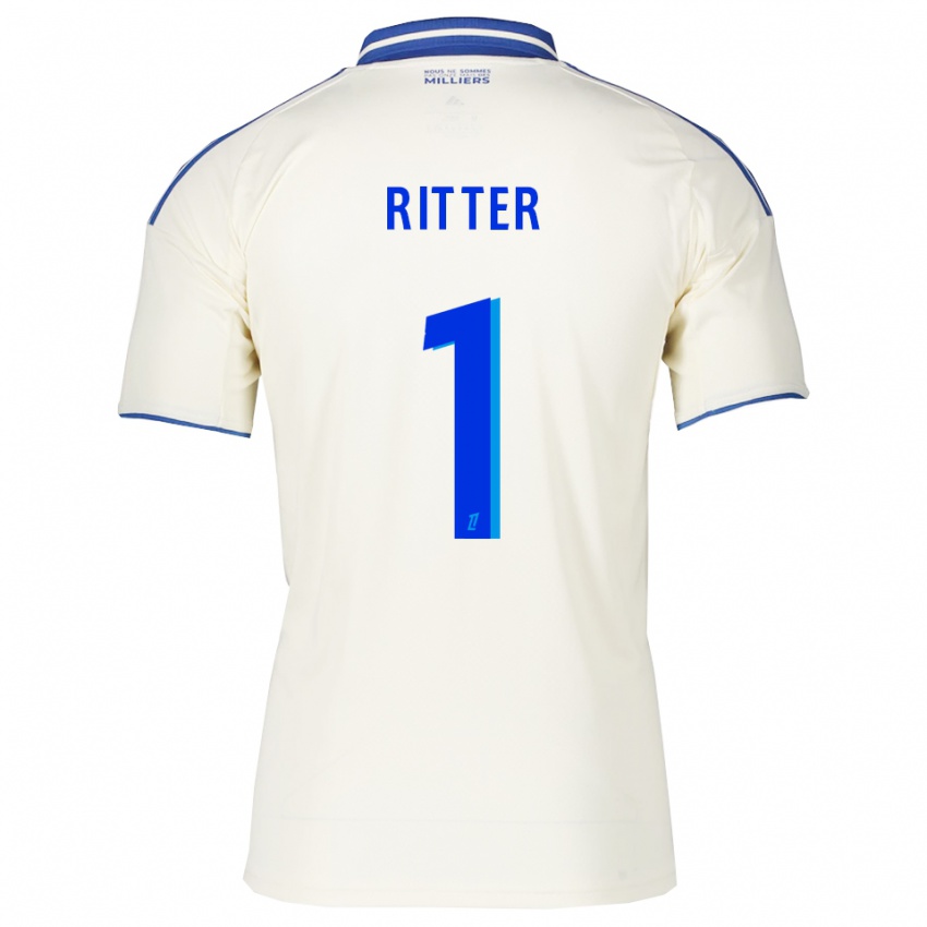 ילדים Maxime Ritter #1 שמפניה כחול הרחק ג'רזי 2025/26 חולצה קצרה