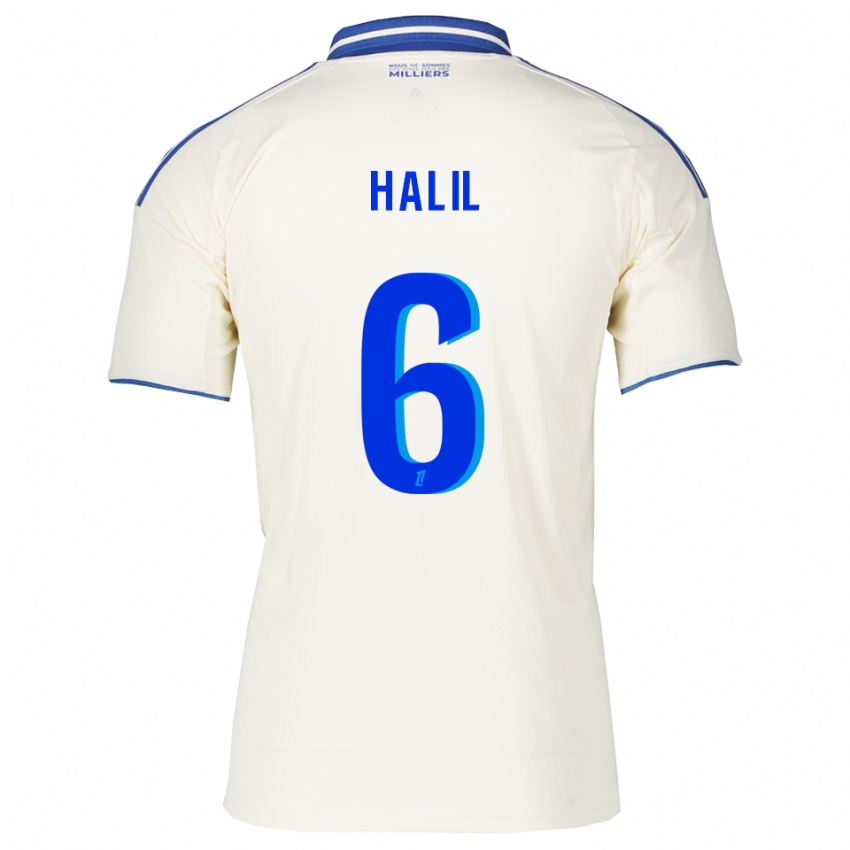 ילדים Fouad Halil #6 שמפניה כחול הרחק ג'רזי 2025/26 חולצה קצרה