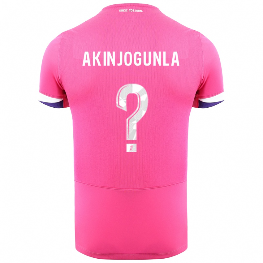 ילדים Michaël Akinjogunla #0 ורוד לבן הרחק ג'רזי 2025/26 חולצה קצרה