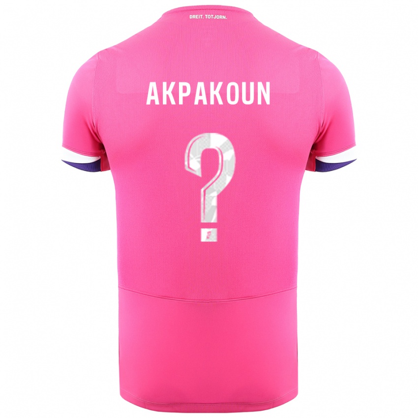 ילדים Noé Akpakoun #0 ורוד לבן הרחק ג'רזי 2025/26 חולצה קצרה