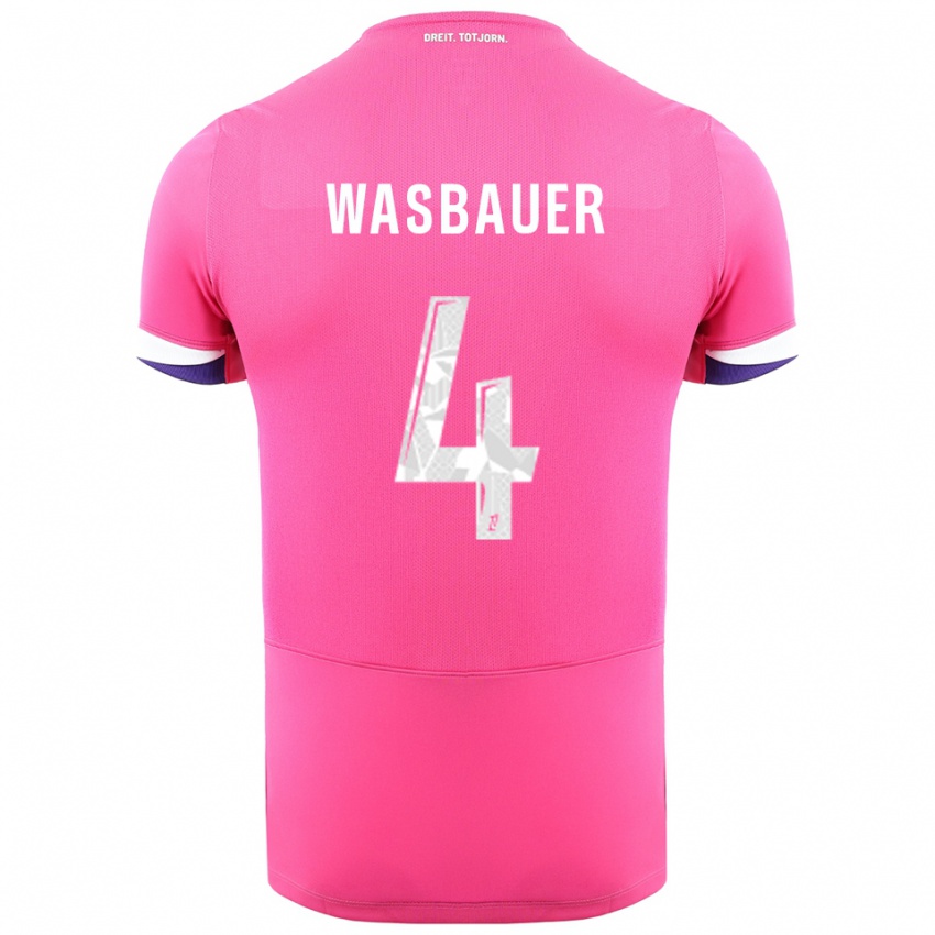 ילדים ניקולס וסבאואר #4 ורוד לבן הרחק ג'רזי 2025/26 חולצה קצרה