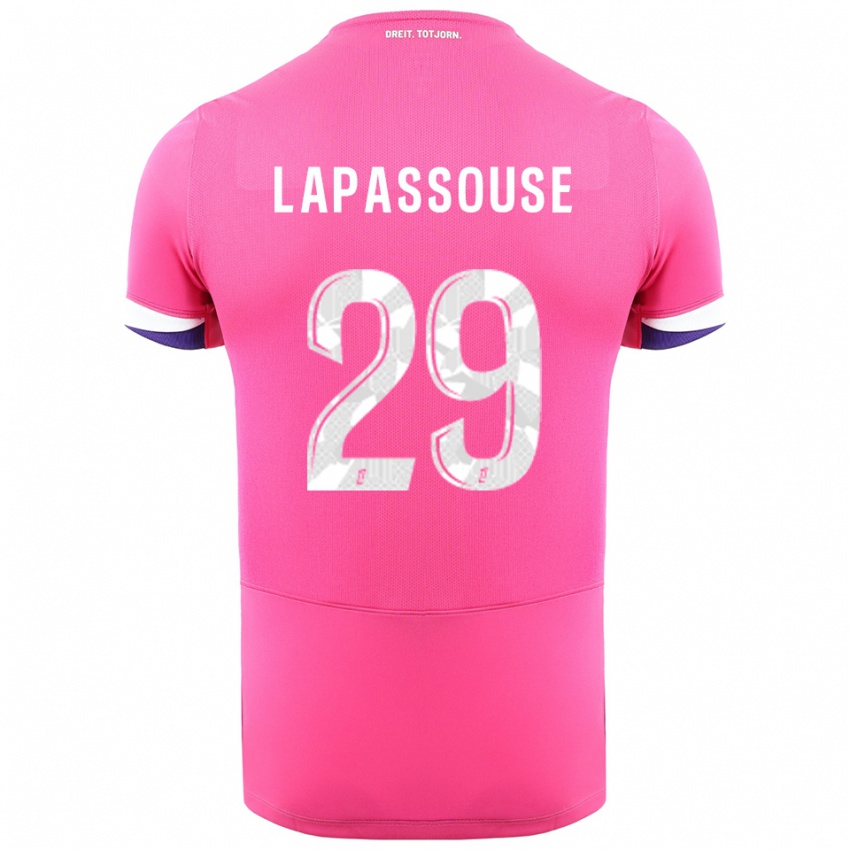 ילדים Louna Lapassouse #29 ורוד לבן הרחק ג'רזי 2025/26 חולצה קצרה