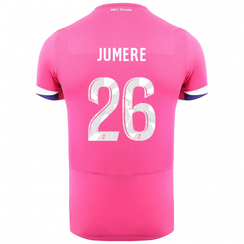 ילדים Lou Jumere Seignou #26 ורוד לבן הרחק ג'רזי 2025/26 חולצה קצרה