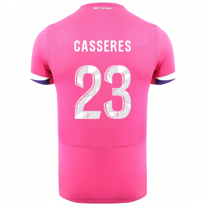 ילדים כריסטיאן קאסרס ג'וניור #23 ורוד לבן הרחק ג'רזי 2025/26 חולצה קצרה