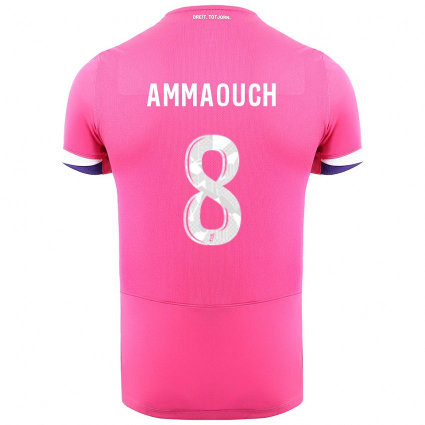 ילדים Aymen Ammaouch #8 ורוד לבן הרחק ג'רזי 2025/26 חולצה קצרה