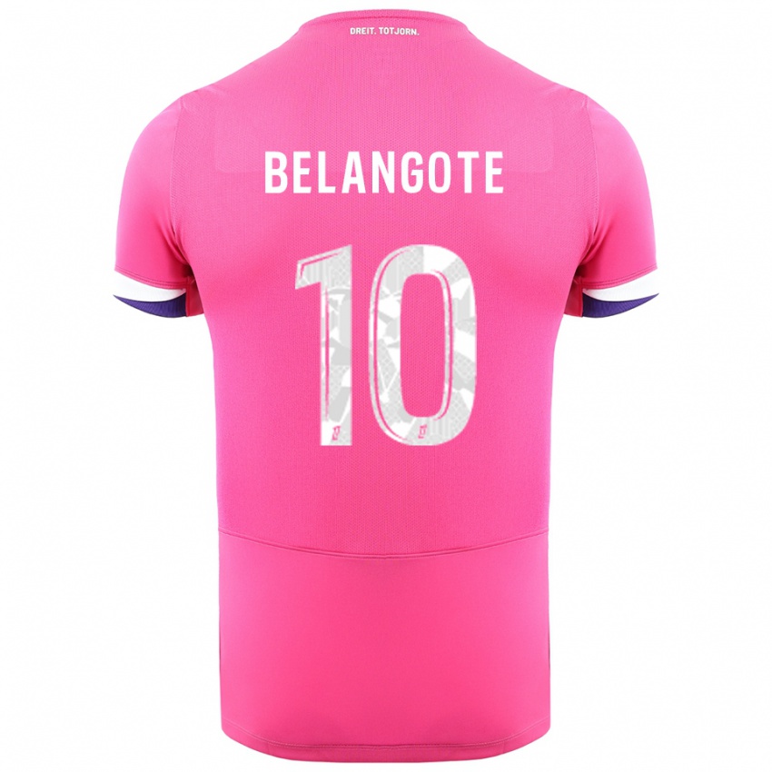 ילדים Aël Belangote #10 ורוד לבן הרחק ג'רזי 2025/26 חולצה קצרה