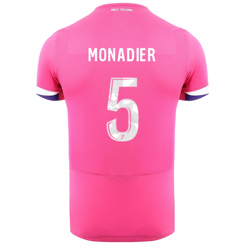 ילדים Pauline Monadier #5 ורוד לבן הרחק ג'רזי 2025/26 חולצה קצרה