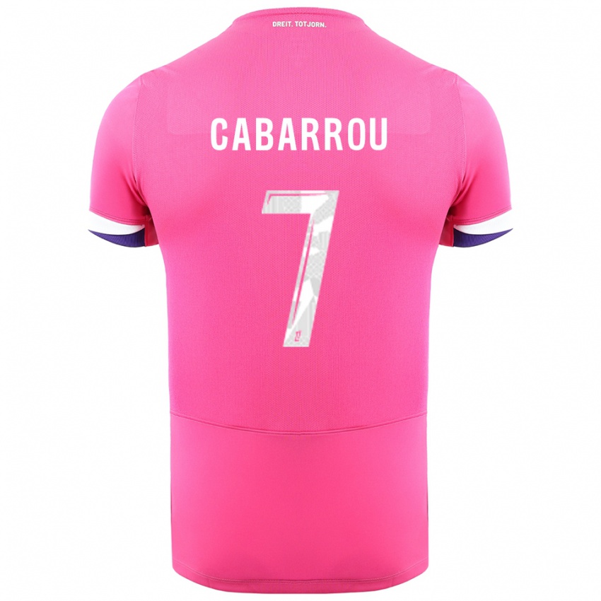 ילדים Tom Cabarrou #7 ורוד לבן הרחק ג'רזי 2025/26 חולצה קצרה