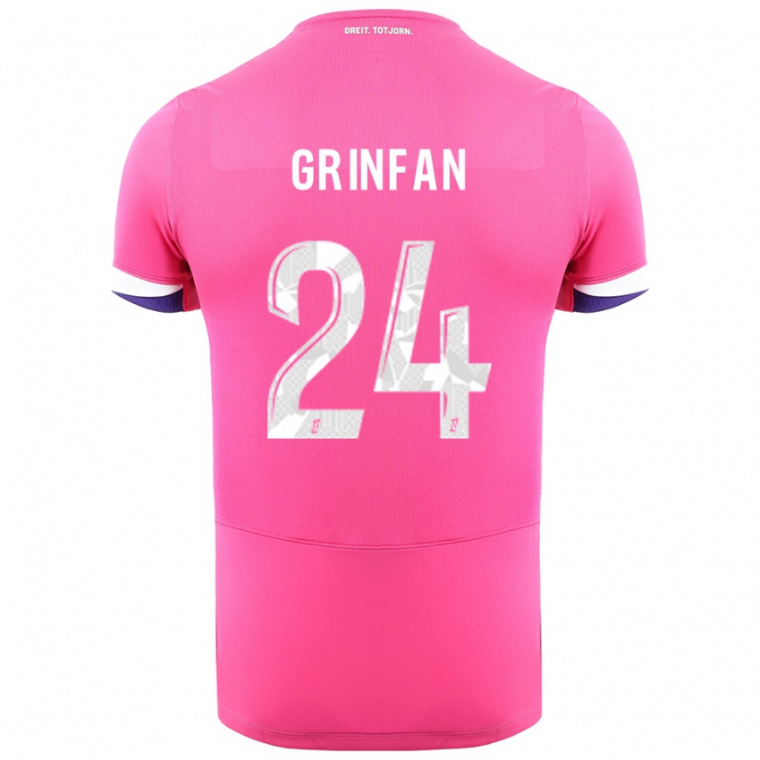 ילדים Roma Grinfan #24 ורוד לבן הרחק ג'רזי 2025/26 חולצה קצרה